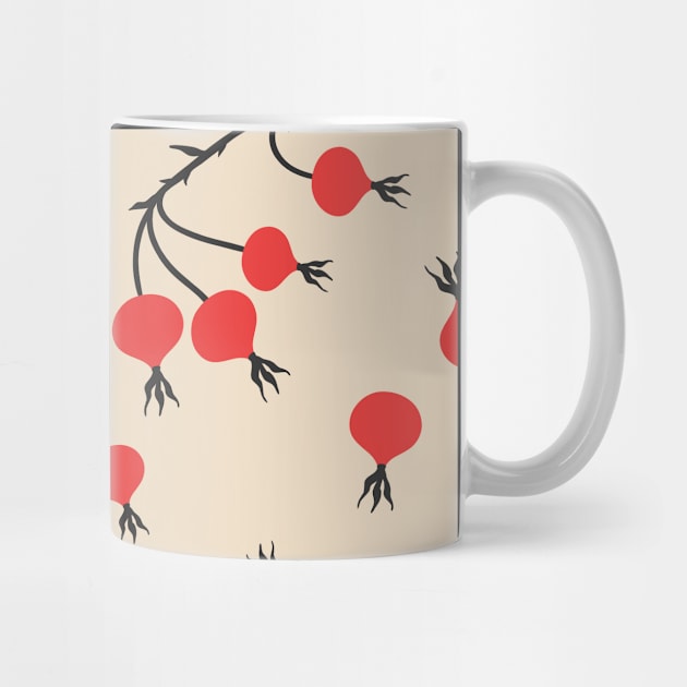 Rose Hips Branches Seamless Pattern by FaelynArt